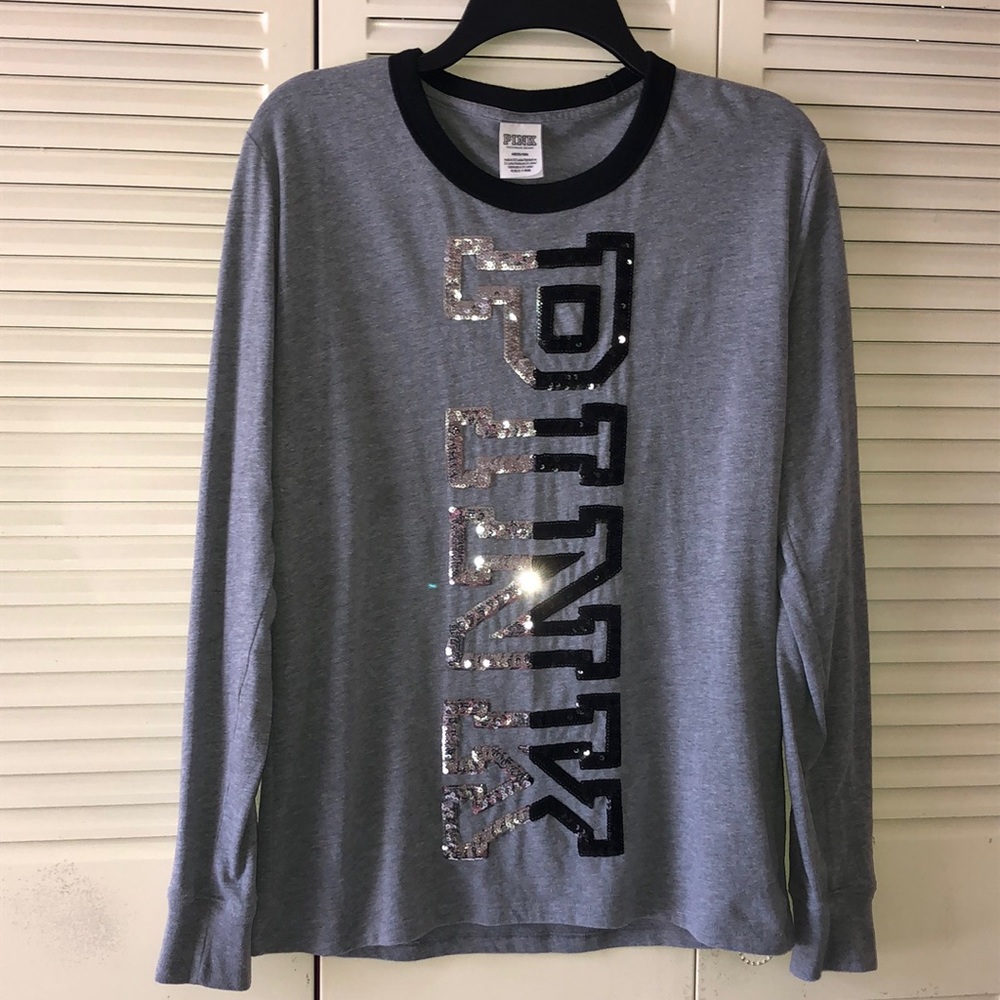 Victoria’s Secret Pink Sequin Logo Long Sleeve